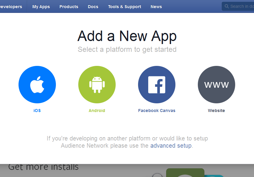 Create New Facebook App